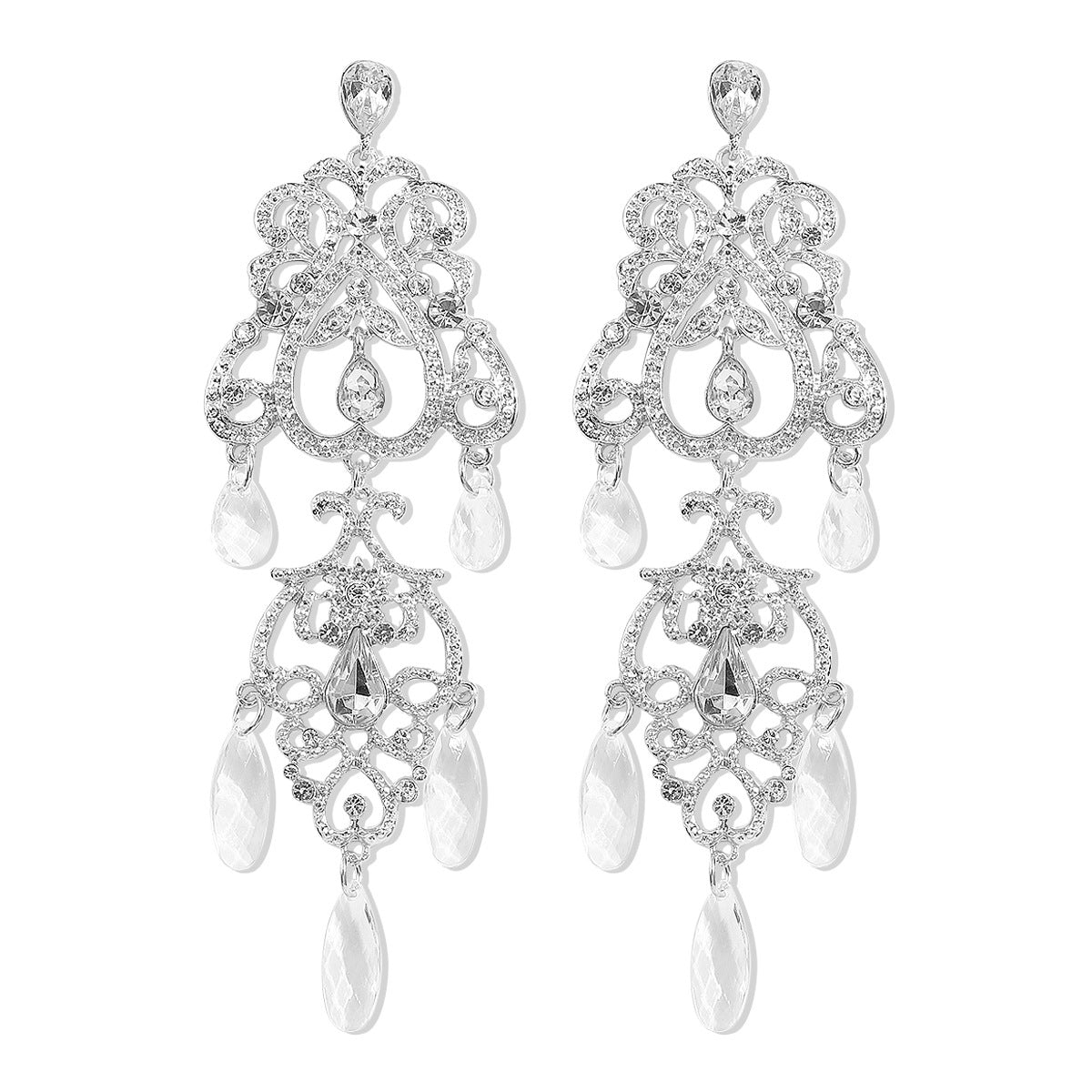 Wholesale Retro Palace Style Hollow Drop-Shaped Tassel Earrings